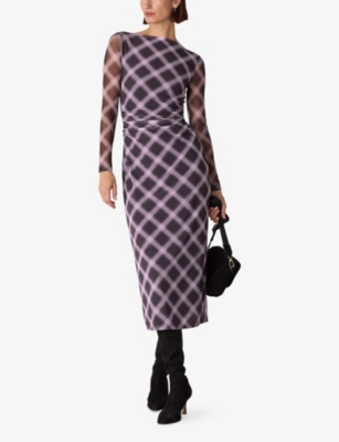 WHISTLES: Check Mesh Midi Dress