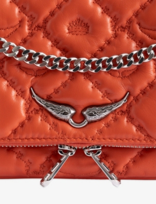 Zadig & Voltaire Womens Zadig&voltaire Rock Ii Quilted Leather Clutch In Orange