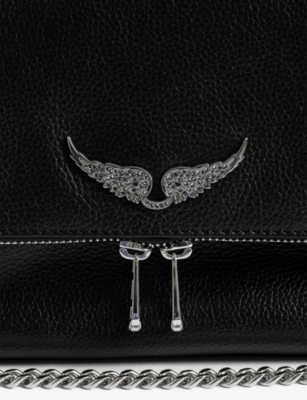 Zadig & Voltaire Womens Black Rocky Ii Wing-embellished Leather Cross-body Bag In Black