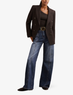 REISS: Felicity Asymmetric-Neck Stretch-Cotton Top