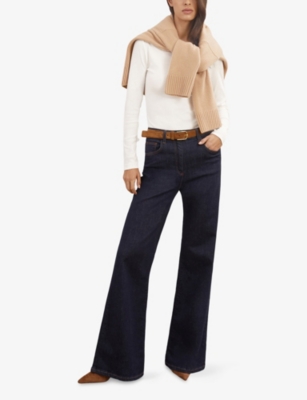 REISS: Felicity Asymmetric-Neck Stretch-Cotton Top