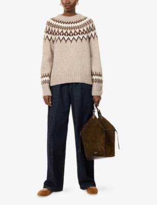 Jenni Kayne Womens Thatcher Crewneck Alpaca-blend Knitted Jumper Taupe In Multi