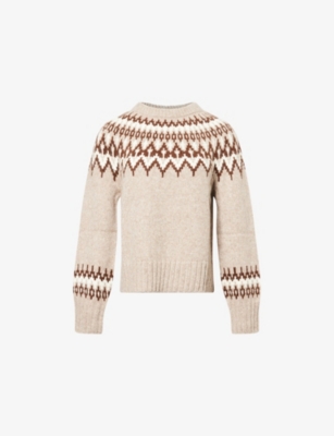 Jenni Kayne Womens Thatcher Crewneck Alpaca-blend Knitted Jumper Taupe In Multi