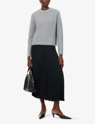 None Womens  Fisherman Raglan-sleeves Cashmere Jumper In Gray