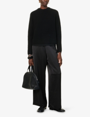 None Womens  Fisherman Raglan-sleeves Cashmere Jumper In Black