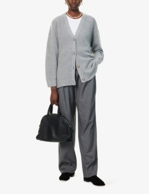 None Womens  Cocoon V-neck Cashmere Cardigan In Gray