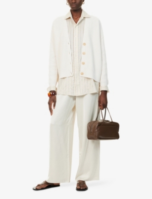 None Womens  Cocoon V-neck Cashmere Cardigan In White