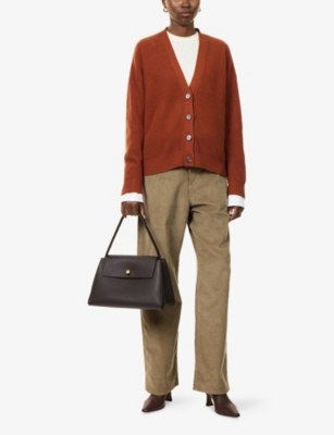 Jenni Kayne Womens Cropped Cashmere Knit Cardigan Cardigan Rust Xs In Orange