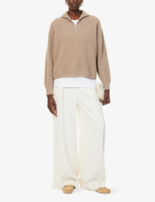 None Womens  Fisherman High-neck Cashmere Jumper In Brown
