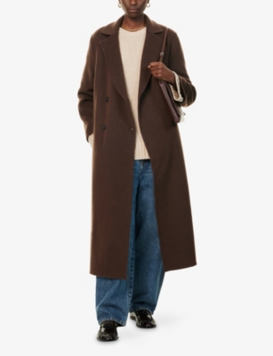 None Womens  Olivia Notch-lapels Wool-blend Coat In Brown