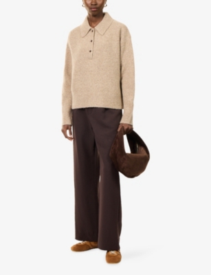 Jenni Kayne Womens Burke Cashmere Knit Polo Shirt Camel Donegal In Neutral