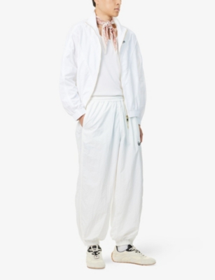 Willy Chavarria Mens White Bad Boy Embroidered-logo Nylon Tracksuit Bottoms In White