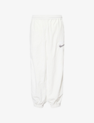 Willy Chavarria Mens White Bad Boy Embroidered-logo Nylon Tracksuit Bottoms In White