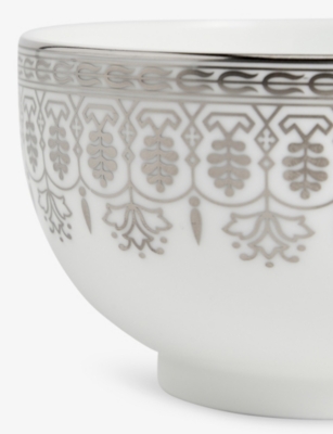 WEDGWOOD: Silver Tonquin Bone-China Bowl 11cm
