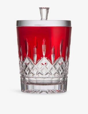 Waterford Lismore Red Crystal Glass Biscuit Barrel