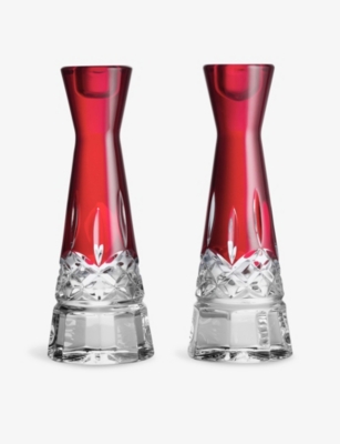 WATERFORD: Lismore Crystal-Glass Candlesticks Set of Two