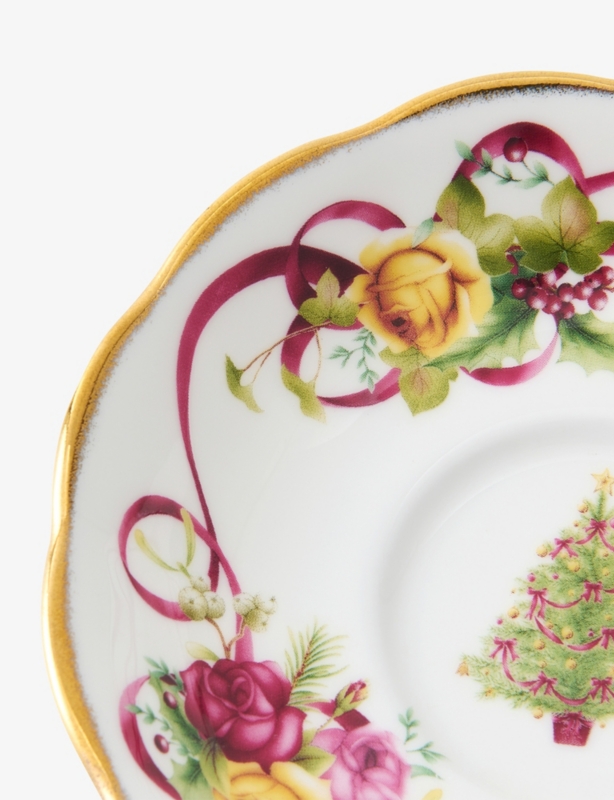 Old Country Roses Christmas Bone-China Teacup And Saucer Set