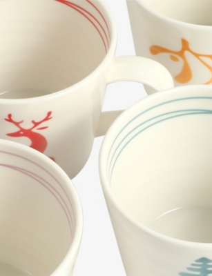 ROYAL DOULTON: 1815 Christmas Porcelain Mugs Set of Four