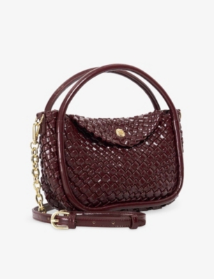Dune Womens Dinideliberate Mini Woven Grab Bag Burgundy Synthetic