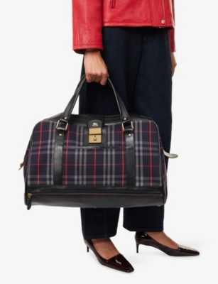 RESELFRIDGES: Pre-Loved Burberry Check Canvas  Travel Bag