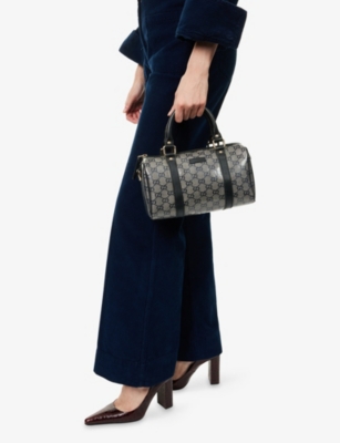 RESELFRIDGES: Pre-Loved Gucci GG Crystal Joy Boston Coated-Canvas Shoulder Bag