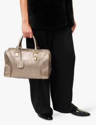RESELFRIDGES: Pre-loved Loewe Metallic Amazona 36 Leather Top Handle Bag