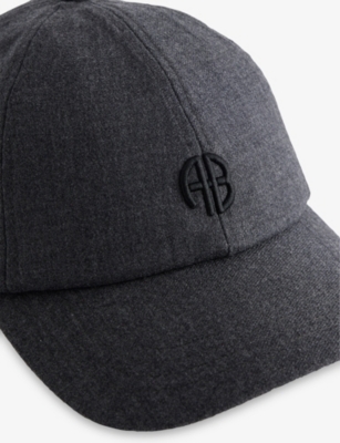 Anine Bing Womens Dark Heather Grey Jeremy Brand-embroidery Wool Baseball Cap In Gray