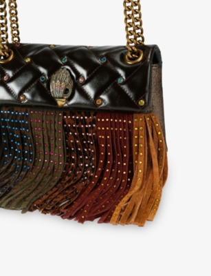 KURT GEIGER LONDON: Mini Kensington Fringed Leather Shoulder Bag