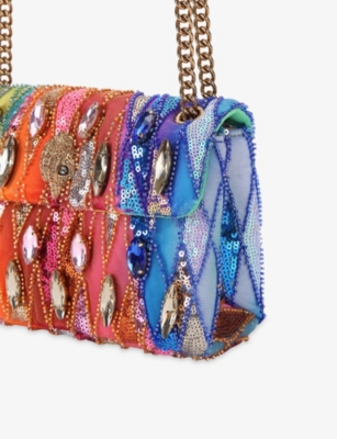 KURT GEIGER LONDON: Kensington Sequin Woven Cross-Body Bag