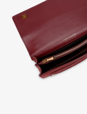Kurt Geiger Womens Wine Chelsea Leather Cross-body Bag In Burgundy