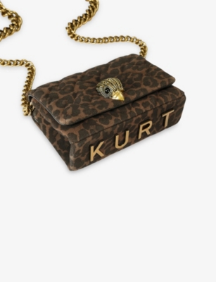 Kurt Geiger Womens Dk.brn Com Mini Kensington Kurt Leopard Suede Cross-body Bag In Brown