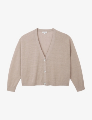 The White Company: Relaxed-Fit V-Neck Linen-Blend Cardigan