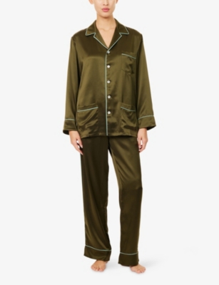 Olivia Von Halle Womens Ivy Yves Silk Pyjama Set In Green