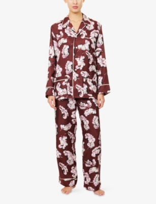 OLIVIA VON HALLE: Yves Boudoir-Print Silk Pyjama Set