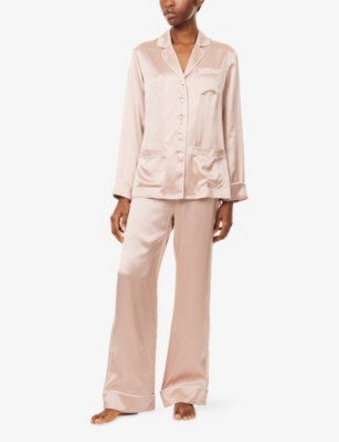 Olivia Von Halle Womens  Coco Oyster Silk-satin Pyjama Set In Neutral