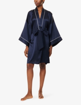 Olivia Von Halle Womens  Mimi Silk Dressing Gown In Blue