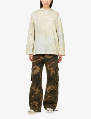 Represent Womens Forest Print Hideaway Hooded Cotton-jersey T-shirt In Green