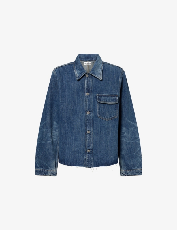 Rebirth Raw-Hem Cotton-Blend Denim Jacket