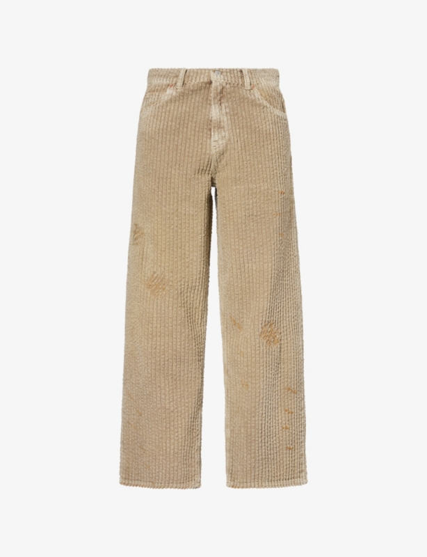 Vast Cut Distressed Straight-Leg Denim Trousers