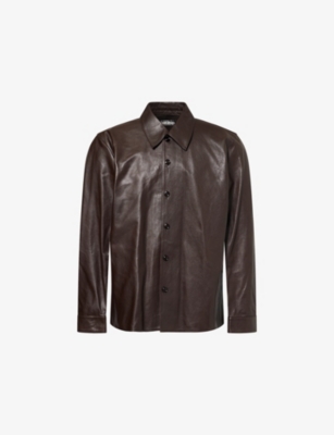 Our Legacy Mens Umber Brown Welding Relaxed-fit Leather Shirt In Brown