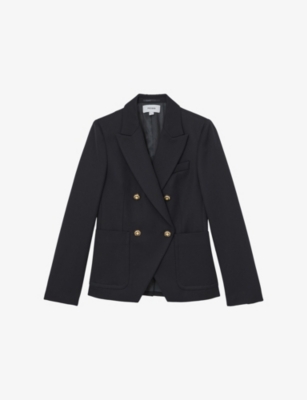 REISS: Gigi Double-Breasted Wool-Blend Blazer