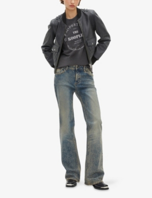 THE KOOPLES: Baseball-Collar Patch-Pocket Leather Jacket