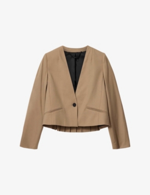 Allsaints: Poppy V-Neck Single-Breasted Stretch Wool-Blend Blazer