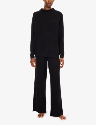 Eberjey Womens Black Cozy Time Mockneck Modal-jersey Top In Black