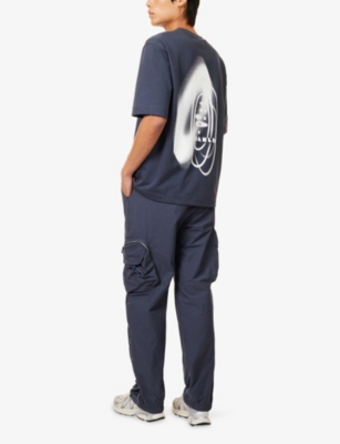 Oakley Mens Reserve Ellipse Oversized Cotton-jersey T-shirt Graphite In Blue