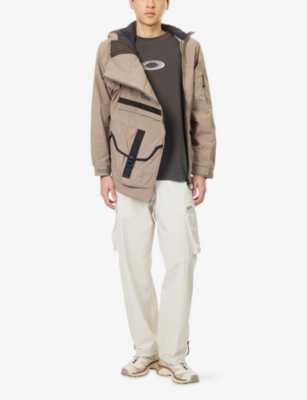 Oakley Mens Fgl Stroke Hooded Woven Anorak Bark In Brown