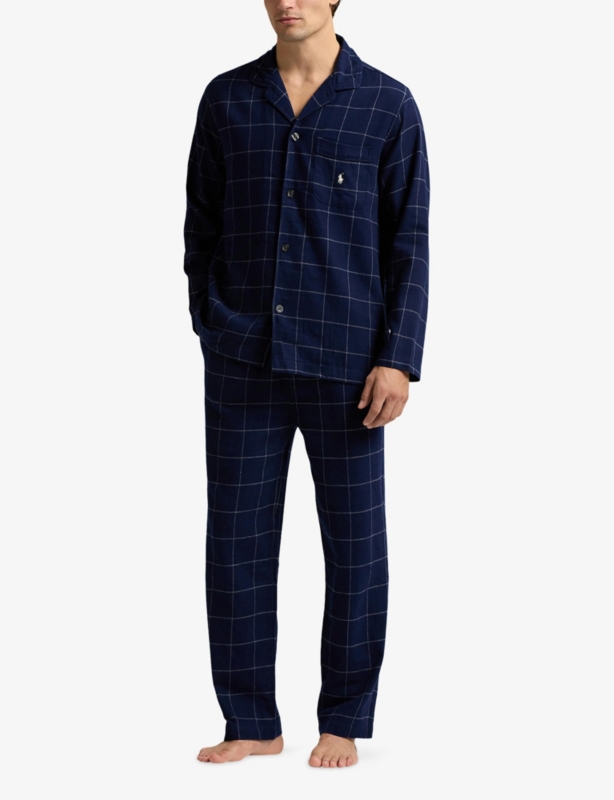 Logo-Embroidered Checked Cotton-Flannel Pyjamas