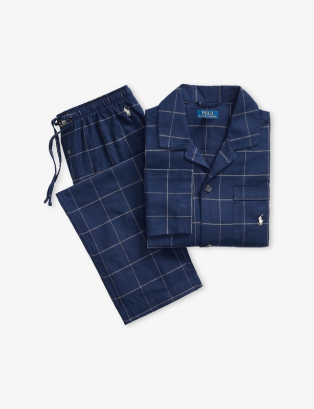 Logo-Embroidered Checked Cotton-Flannel Pyjamas