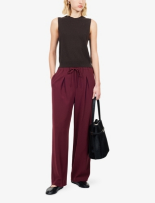 Theory Womens Cacao Sleeveless Crewneck Cashmere Top In Brown