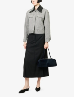 Theory Womens Black Deep Regular-fit Pleated Stretch-woven Maxi Skirt In Black
